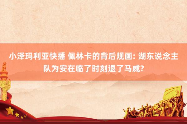 小泽玛利亚快播 佩林卡的背后规画: 湖东说念主队为安在临了时刻退了马威?