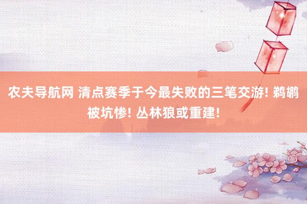 农夫导航网 清点赛季于今最失败的三笔交游! 鹈鹕被坑惨! 丛林狼或重建!