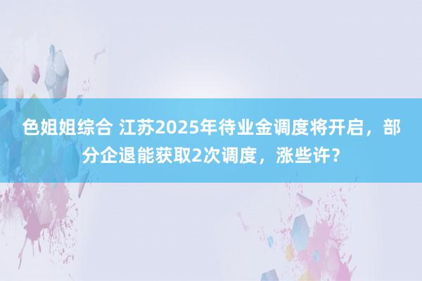 色姐姐综合 江苏2025年待业金调度将开启，部分企退能获取2次调度，涨些许？