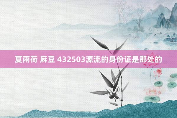 夏雨荷 麻豆 432503源流的身份证是那处的