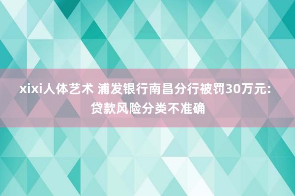 xixi人体艺术 浦发银行南昌分行被罚30万元: 贷款风险分类不准确