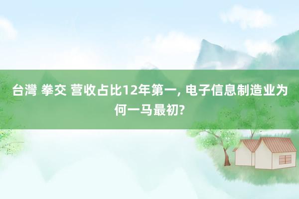 台灣 拳交 营收占比12年第一， 电子信息制造业为何一马最初?
