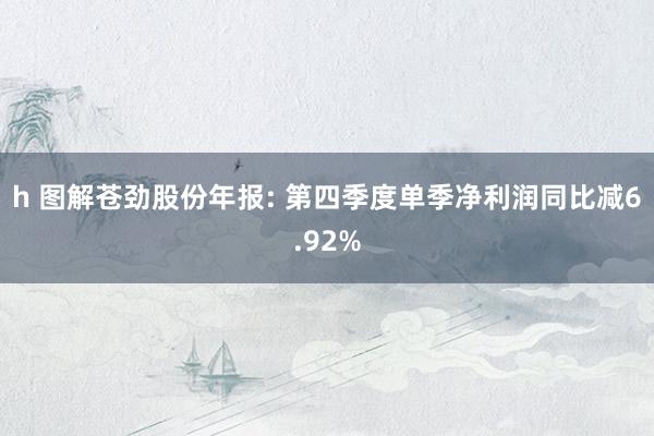 h 图解苍劲股份年报: 第四季度单季净利润同比减6.92%