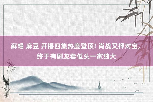 蘇暢 麻豆 开播四集热度登顶! 肖战又押对宝， 终于有剧龙套低头一家独大