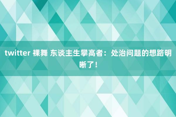 twitter 裸舞 东谈主生攀高者：处治问题的想路明晰了！